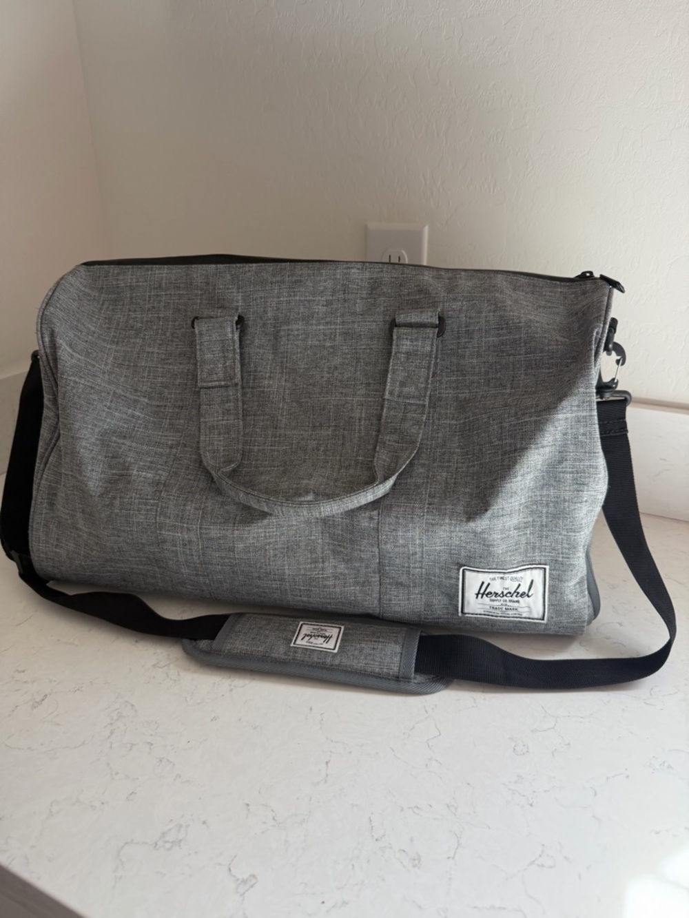Herschel Supply Company Heather Gray Duffel Bag with Black Strap